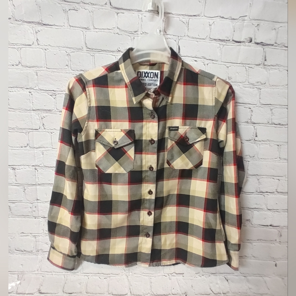 Womens Dixxon Snap On Flannel Plaid Button Down Medium Shirt Plaid Multi-color